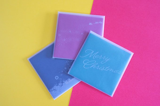トレーシングペーパーの封筒　クリスマスカード　メッセージカード