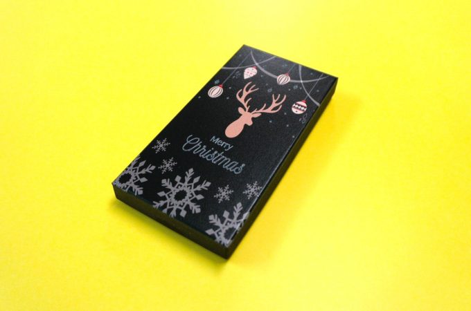 かぶせ式の貼り箱　メリークリスマス　UVプリント　ギフトボックス